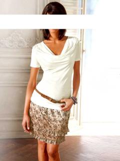 Designer-Druckrock sand-bunt