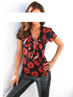 Designer-Druckshirt rot-schwarz