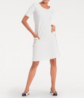 Designer-Etuikleid mit Schnürung weiß