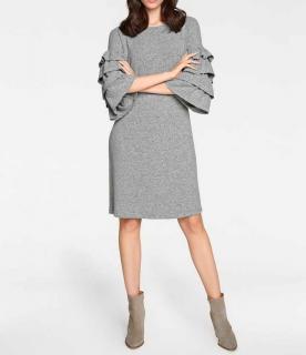 Designer-Feinstrickkleid grau-melange