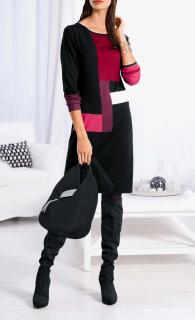 Designer-Feinstrickkleid schwarz-rot