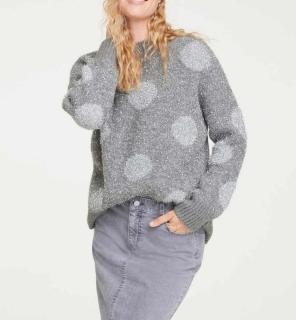 Designer-Flausch-Pullover grau-silber