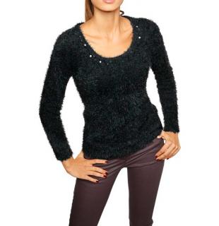 Designer-Flauschpullover schwarz