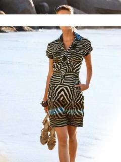 Designer-Hemdblusenkleid braun-bunt