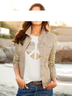 Designer-Jacke mit Pailletten beige-gold