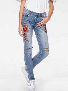 Designer-Jeans mit Stickerei hellblau