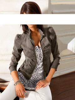 Designer-Jeansjacke taupe