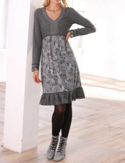 Designer-Jerseykleid mit Spitze grau