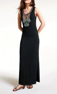 Designer-Jerseykleid mitSchmucksteinen schwarz