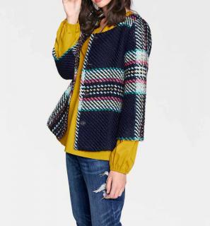 Designer-Karoblazer marine-bunt