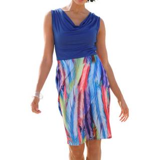 Designer-Kleid blau-bunt