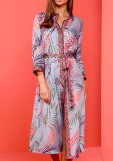 Designer-Kleid mit Gürtel eisblau-hummer
