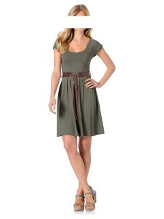 Designer-Kleid mit Gürtel oliv