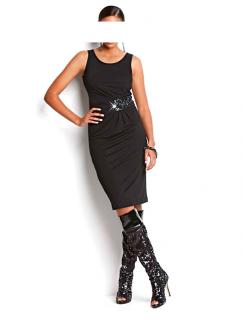 Designer-Kleid mit Perlen schwarz