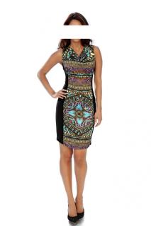Designer-Kleid schwarz-bunt