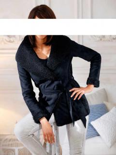 Designer-Lammfelllook-Jacke marine