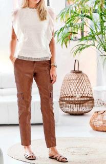 Designer-Lammnappaleder-Hose cognac