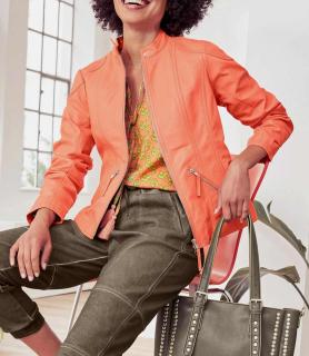 Designer-Lammnappalederjacke mandarine