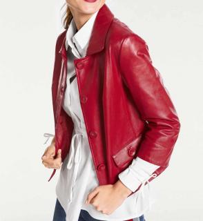 Designer-Lammnappalederjacke rot