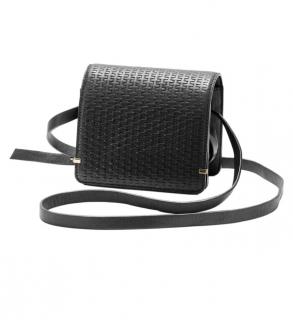 Designer-Leder-Schultertasche schwarz