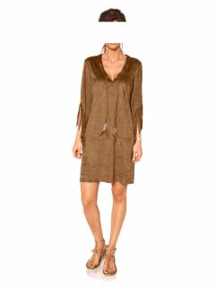 Designer-Lederimitatkleid camel