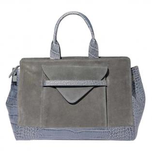 Designer-Ledertasche grau