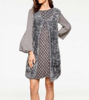Designer-Longstrickweste grau
