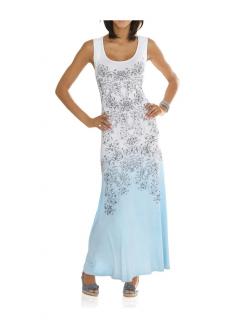 Designer-Maxikleid hellblau-bunt