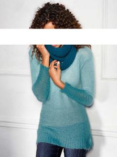 Designer-Mohairpullover türkis-petrol