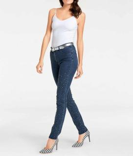 Designer-Optimizer-Jeans mit Nieten dunkelblau