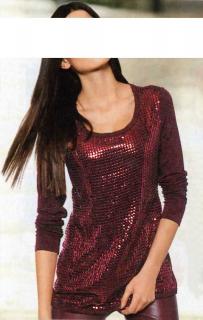 Designer-Paillettenshirt bordeaux