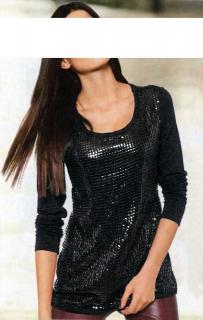 Designer-Paillettenshirt schwarz