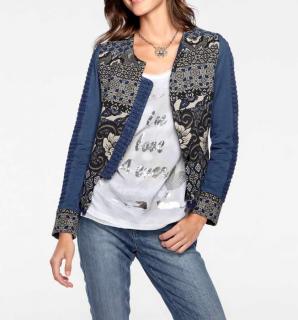 Designer-Patchjacke blau-bunt