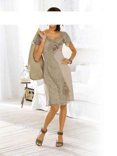 Designer-Patchkleid beige