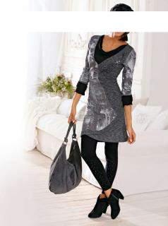 Designer-Patchkleid grau