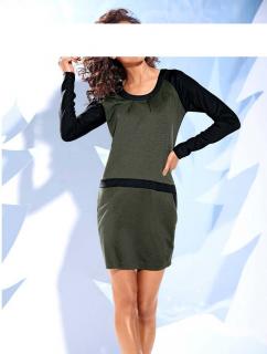 Designer-Patchkleid oliv-schwarz