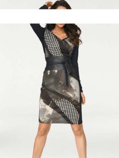Designer-Patchkleid schwarz-braun