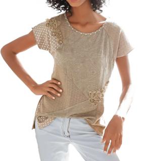 Designer-Patchshirt taupe