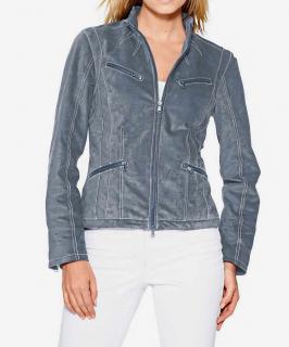 Designer-Porc-Velourslederjacke jeansblau Gr. 36