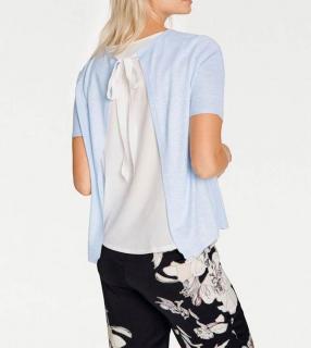 Designer-Pullover mit Chiffon hellblau