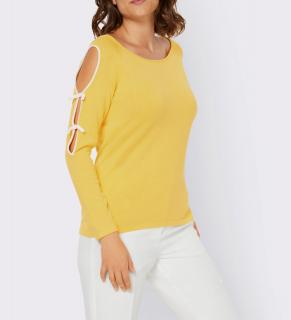 Designer-Pullover mit Cut-Outs gelb