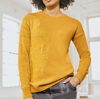 Designer-Pullover mit Flauschgarn ocker