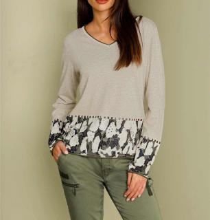 Designer-Pullover mit Schmucksteinchen sand-khaki