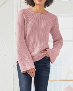 Designer-Pullover mit Zopfmuster hortensie