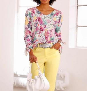 Designer-Pullover mitBlumen-Print bunt