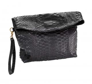 Designer-Pythonleder-Clutch schwarz