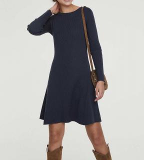 Designer-Rippenstrickkleid marine