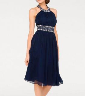 Designer-Seidenkleid nachtblau