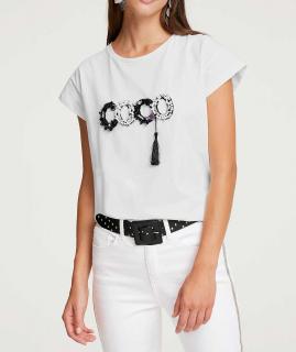 Designer-Shirt mit Perlenstickerei ecru