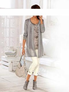 Designer-Shirtjacke mit Pailletten taupe